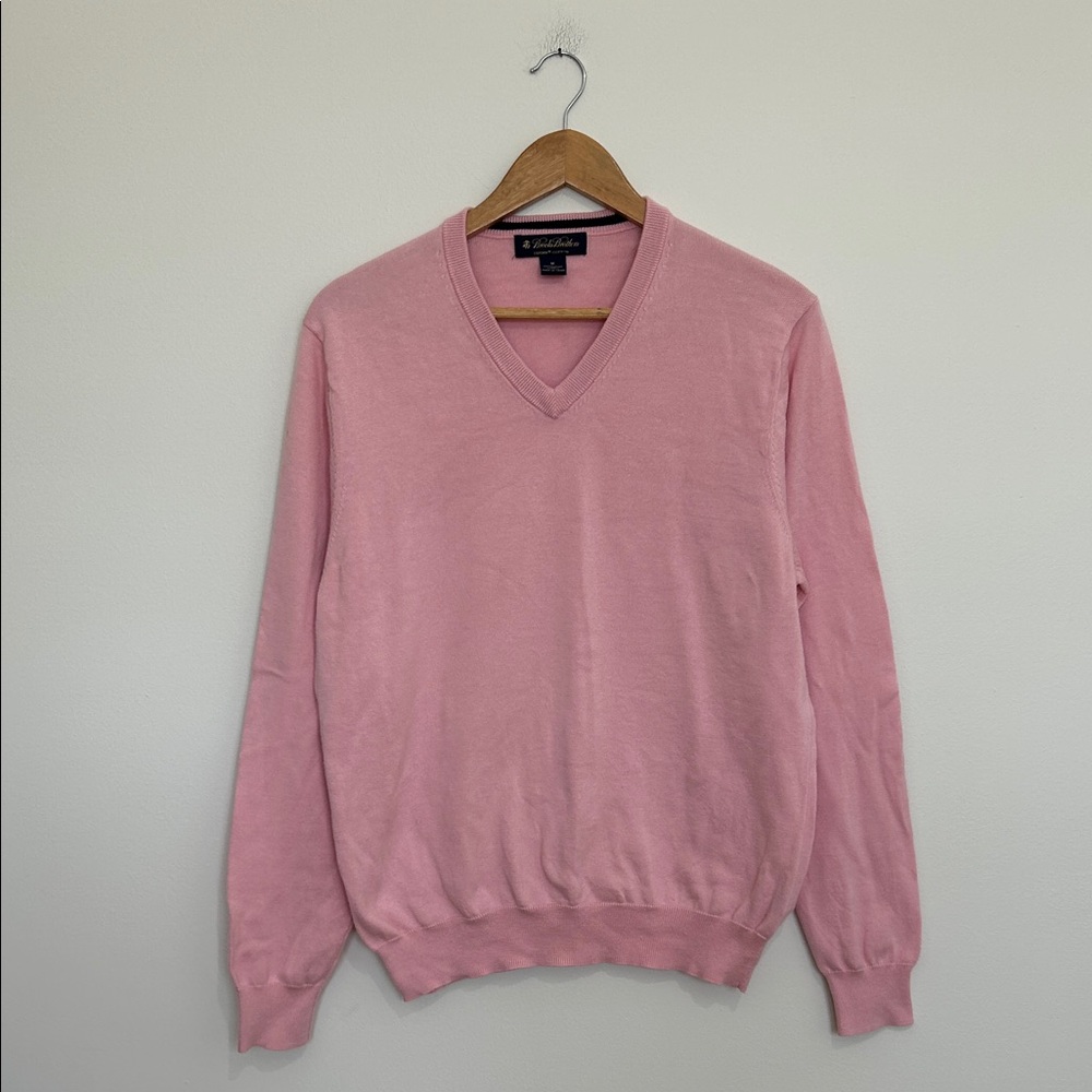 Brooks Brothers Pink V-Neck‎ Supima Cotton Sweater Size Medium